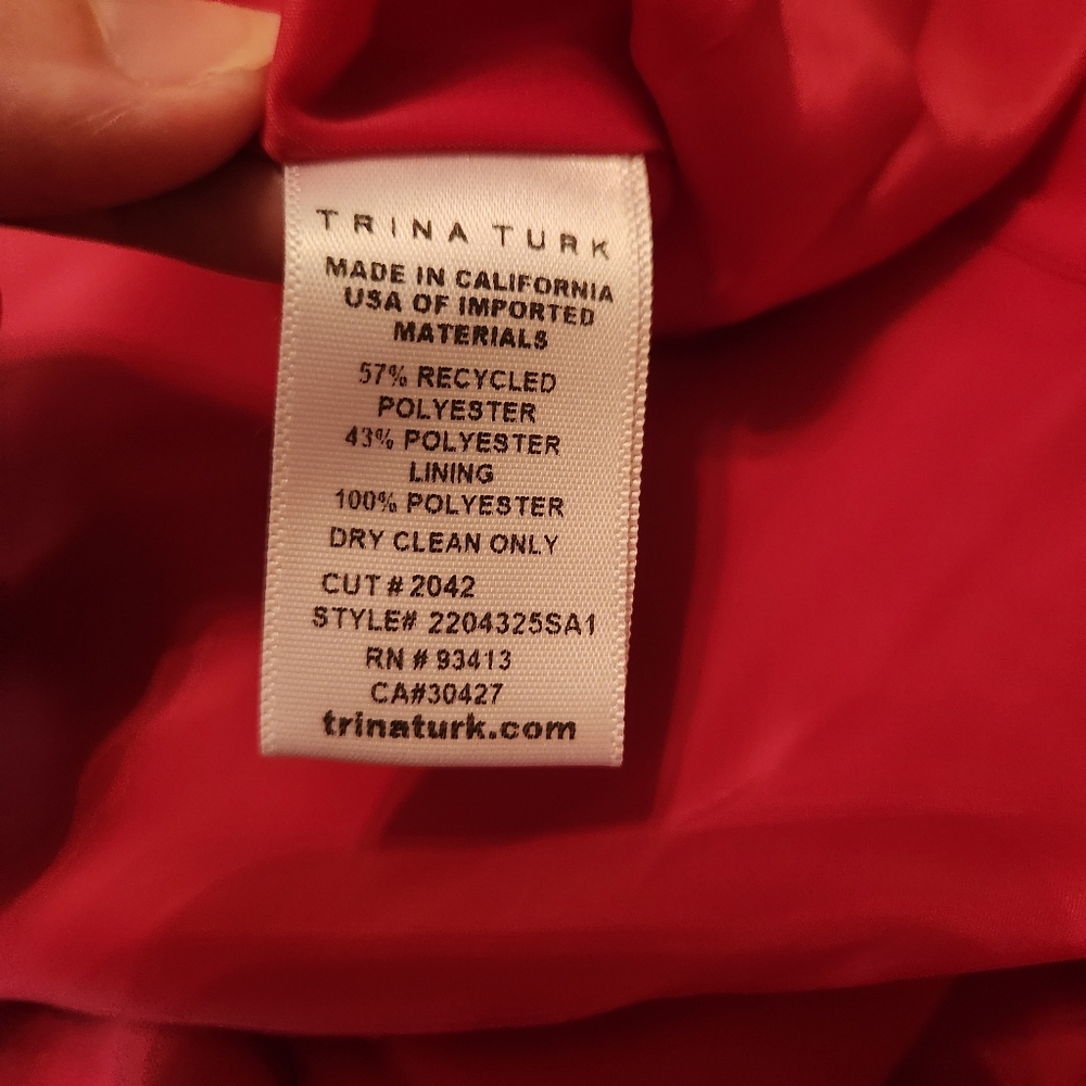 NWT Trina Turk Fiery Pink Ruffle Cocktail Dress - Picture 9 of 10